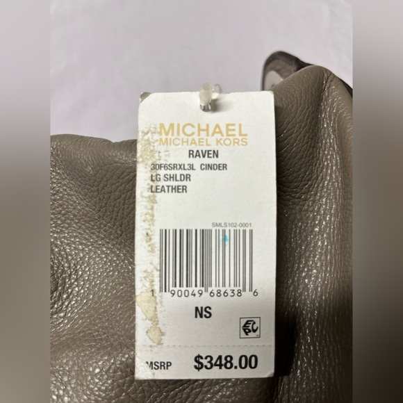 Vintage Y2K Michael Kors Cinder Gray Leather Tote Bag Purse w Silver Hardware - Picture 7 of 10